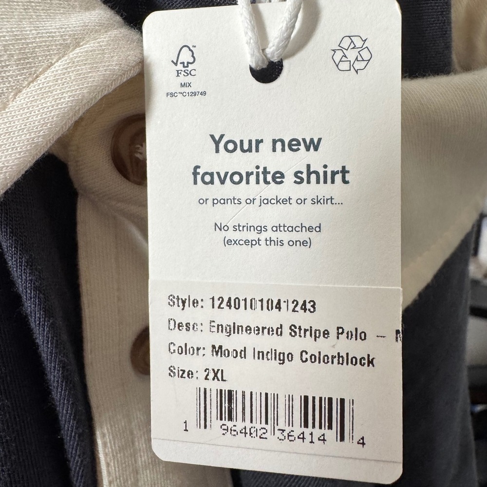 Marine Layer Engineered Striped Polo Shirt XXL Mood Indigo Colorblock Blue New - Picture 3 of 8